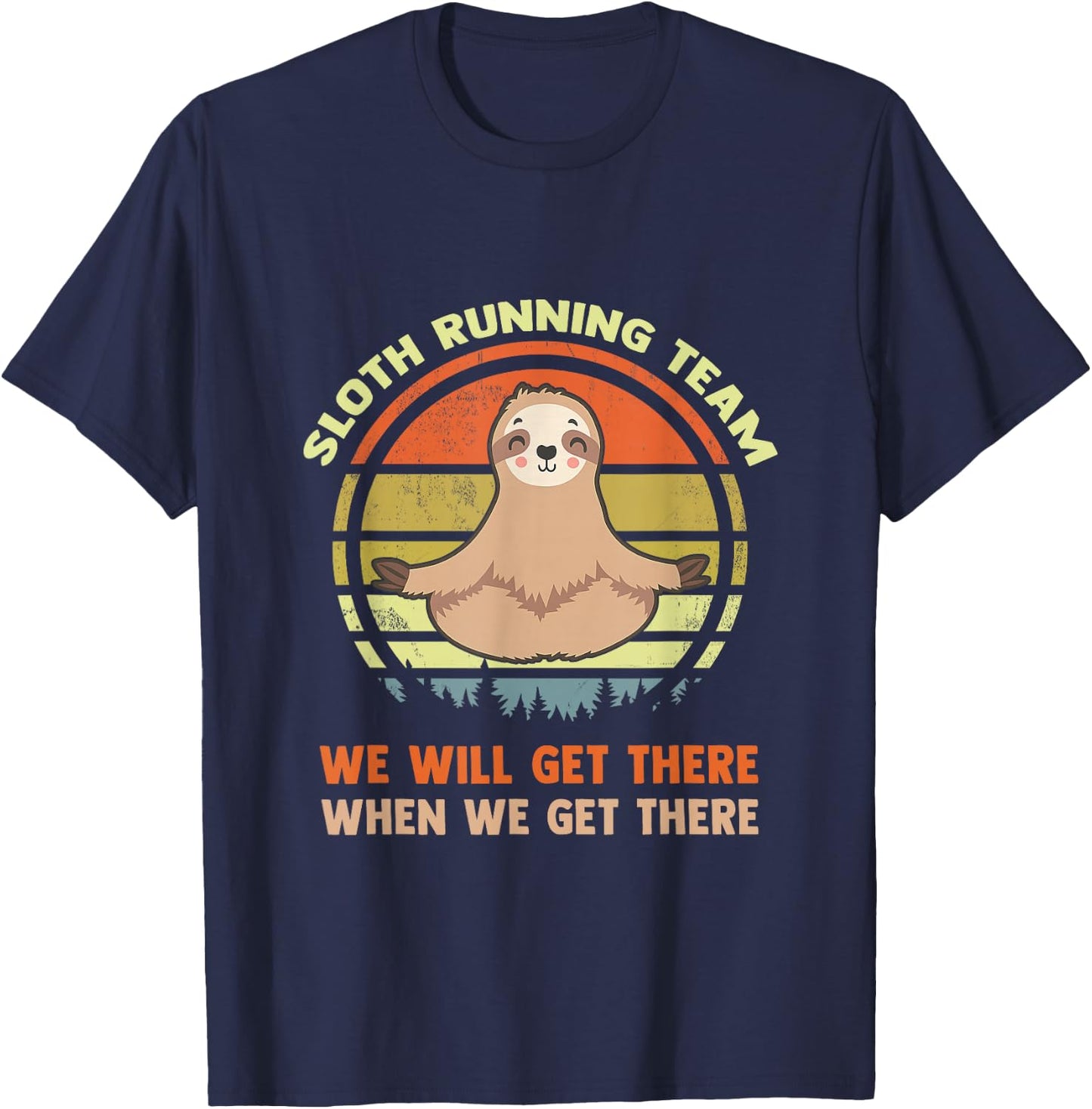 Funny Sloth Running Team Lazy Retro Vintage Humor Gift T-Shirt - T-Shirt | Navy