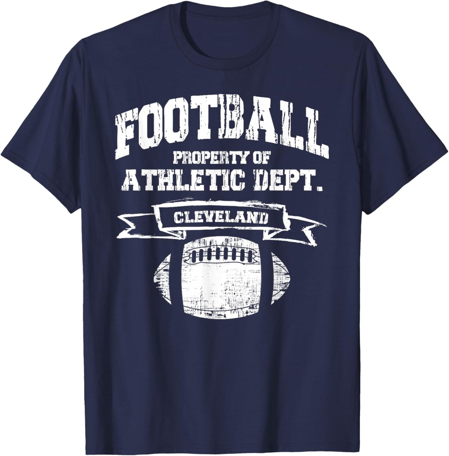 Fußballeigentum in Cleveland der Athletic Dept. Retro-Grunge T-Shirt - T-Shirt | Navy