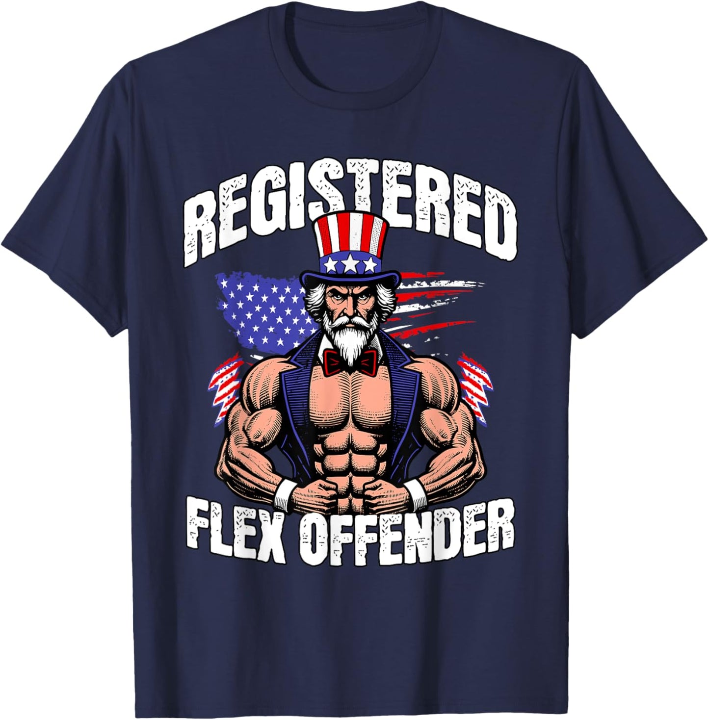Registered Flex Offender Ironic Bodybuilder Meme Sigma T-Shirt - T-Shirt | Navy