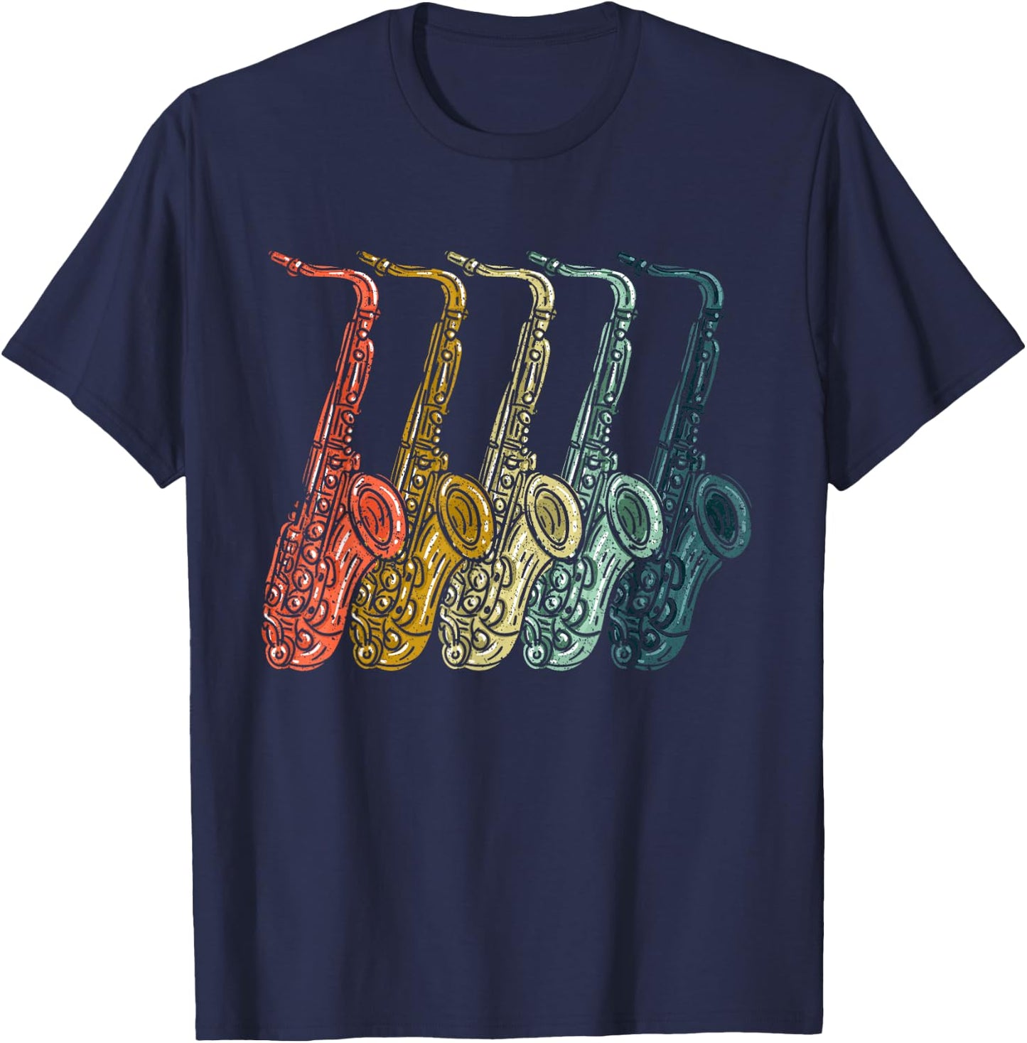 Vintage Saxophone Design Women Sax Lover Saxophonist T-Shirt - T-Shirt | Navy
