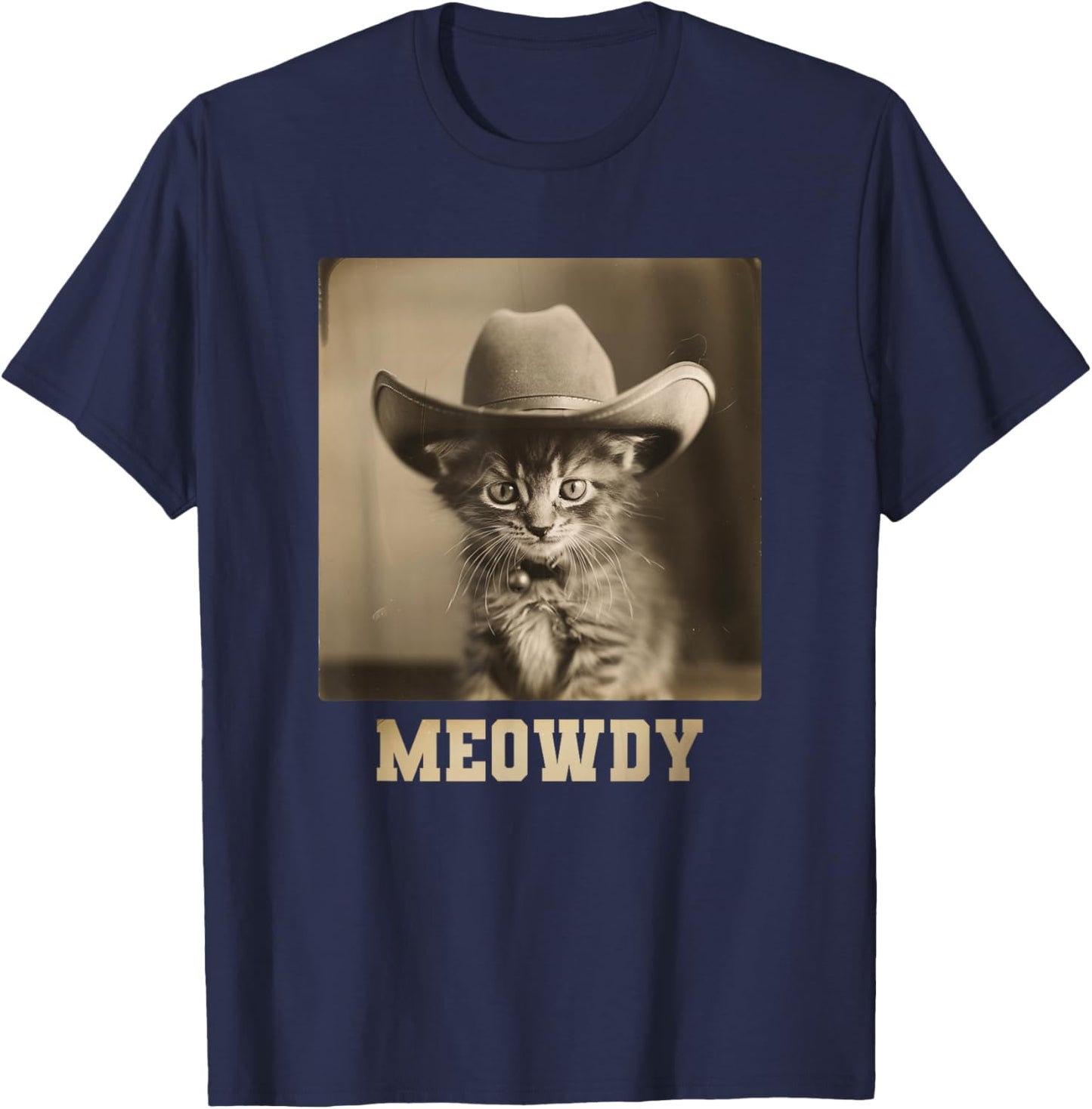 Vintage Meowdy Cat T-Shirt - T-Shirt | Navy