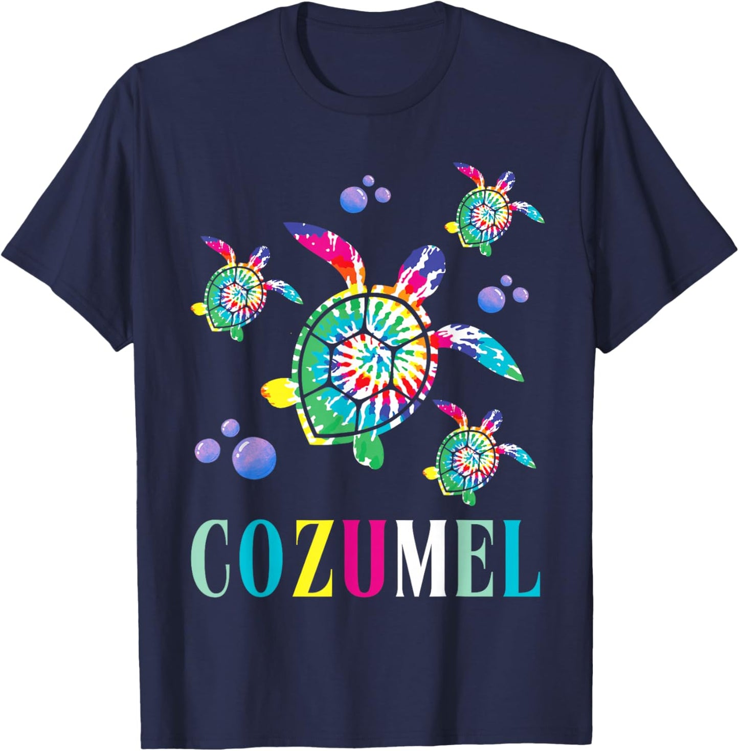 Cozumel, Mexico Tie Dye Sea Turtle T-Shirt - T-Shirt | Navy