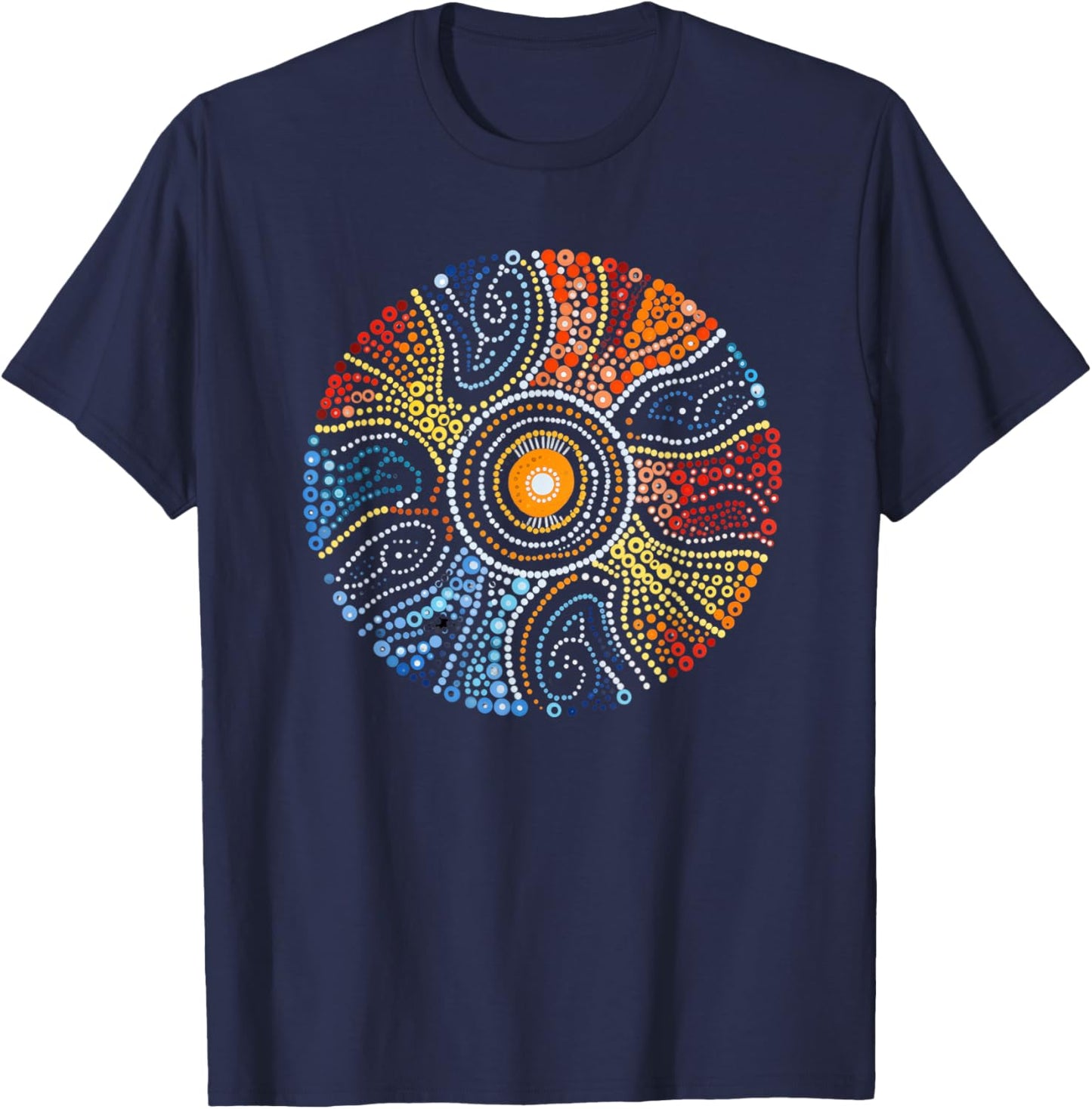 Authentic Aboriginal Dot Art Style Design T-Shirt - T-Shirt | Navy