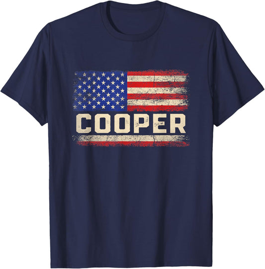 Cooper Last Name Shirt Cooper Name American Flag T-Shirt - T-Shirt | Navy