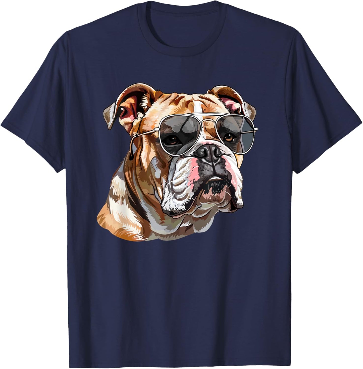 English Bulldog Dog Sunglasses Men Women Kids T-Shirt - T-Shirt | Navy