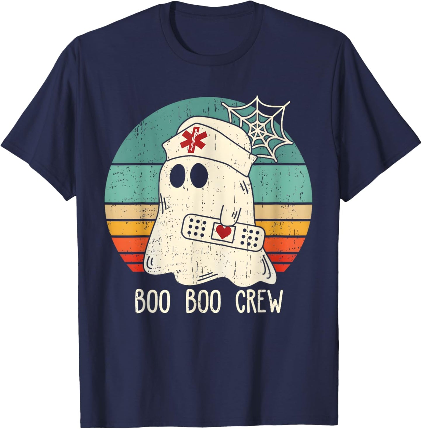 Boo Boo Crew Nurse Funny Ghost Women Halloween Costume Nurse T-Shirt - T-Shirt | Navy