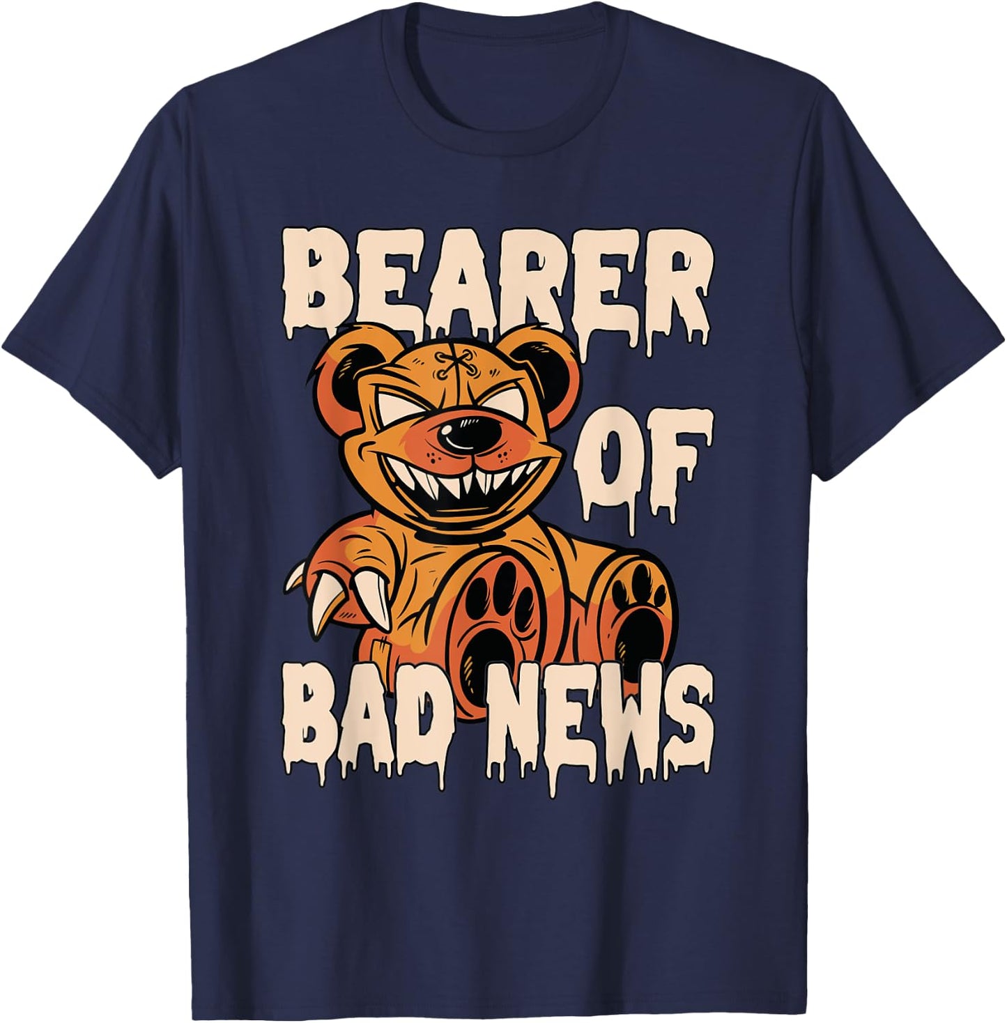 Bearer of Bad News Horror Teddy Bear T-Shirt - T-Shirt | Navy