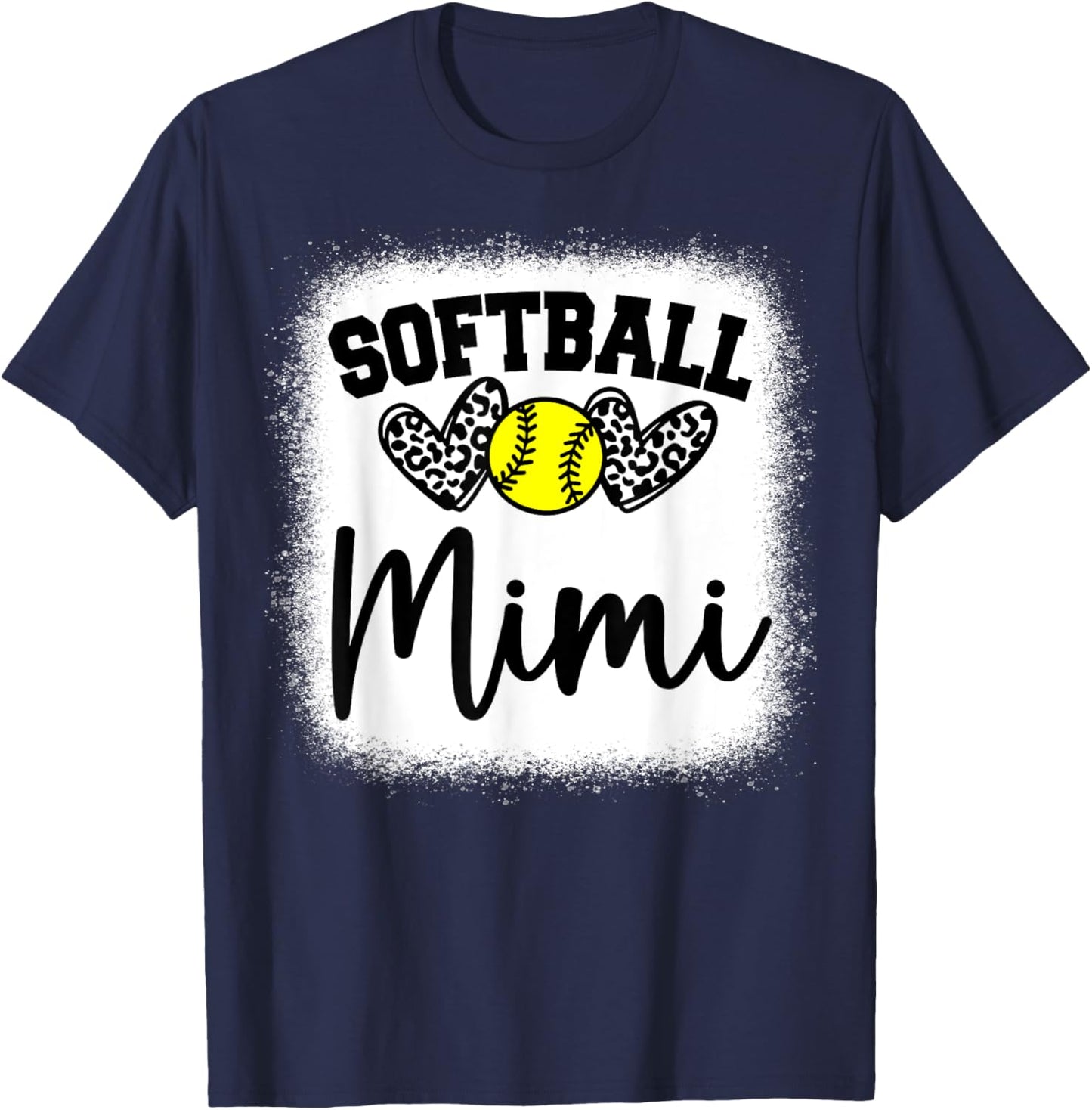 Personalized Softball Heart Cute Mimi Women Softball T-Shirt - T-Shirt | Navy