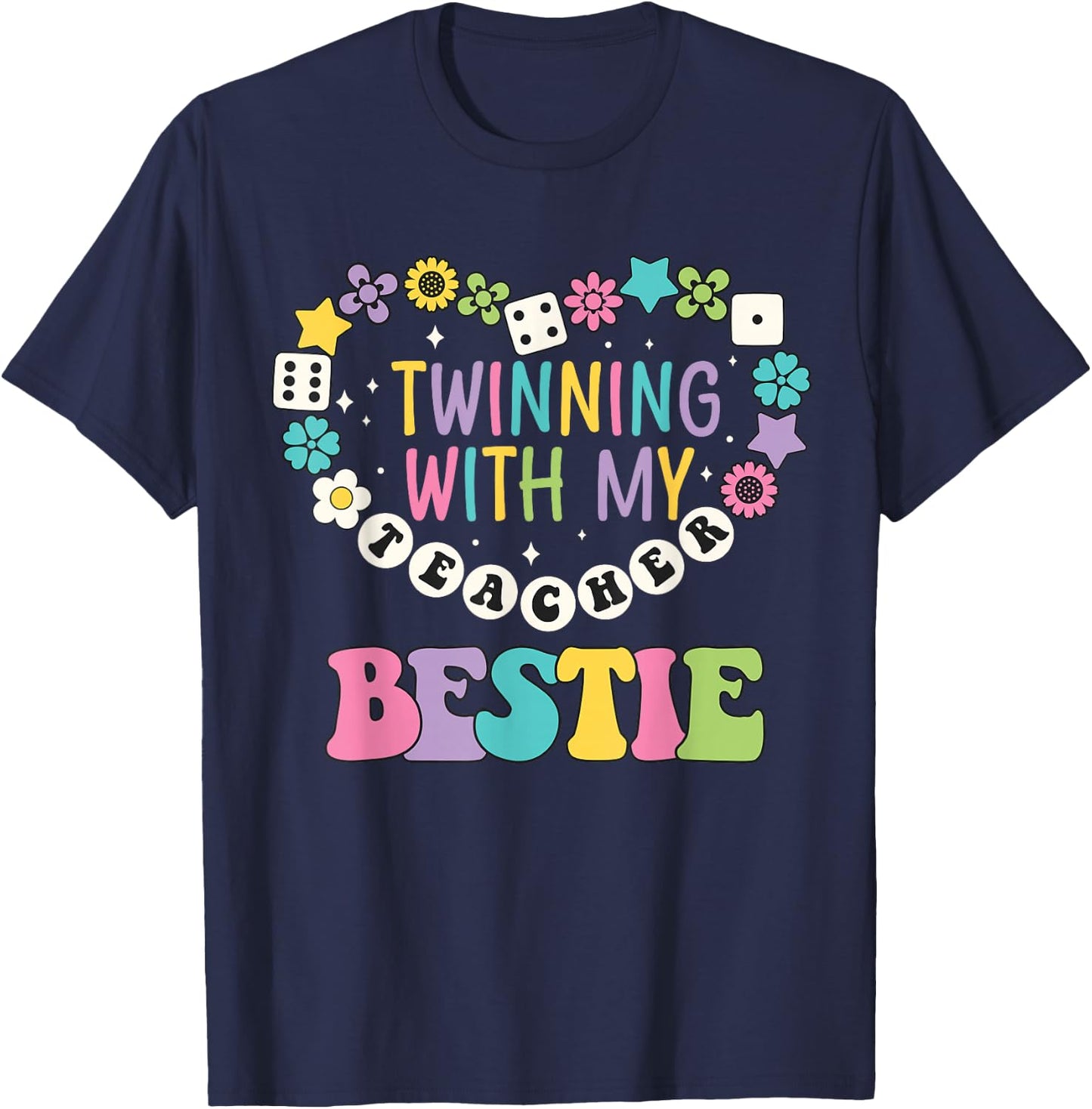 Twin Day Friends Teacher Twinning with My Bestie Matching T-Shirt - T-Shirt | Navy