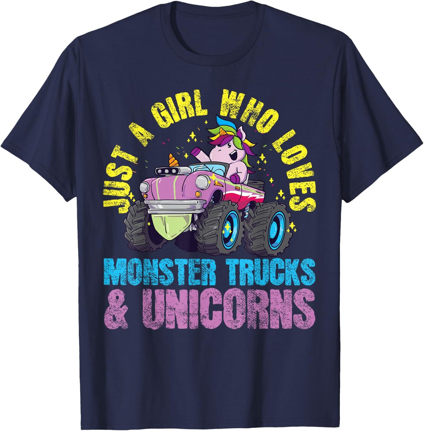 Monster Truck Unicorn Girl T-Shirt - T-Shirt | Navy
