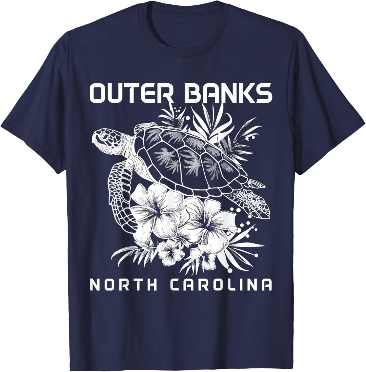 Outer Banks North Carolina Sea Turtle Surf Surfer T-Shirt - T-Shirt | Navy