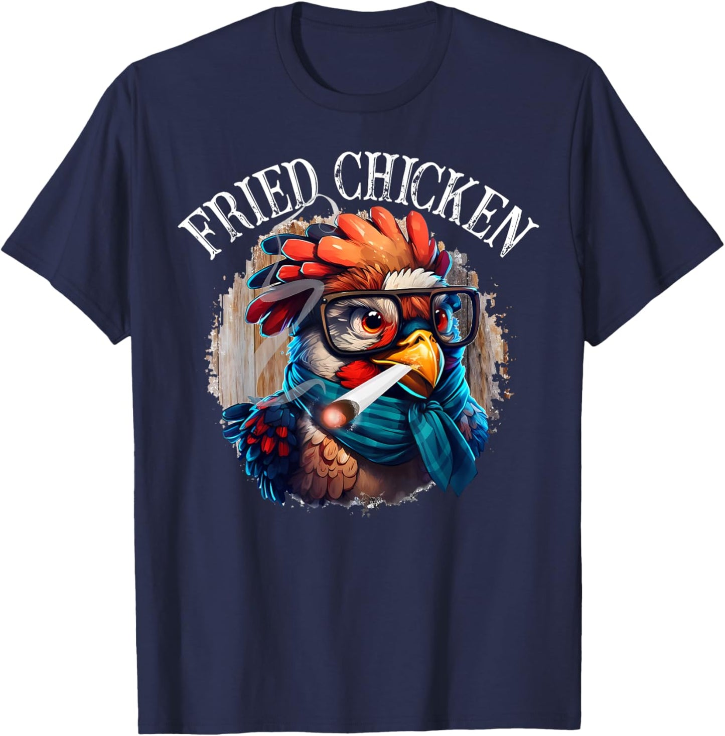 Fried Chicken Funny 420 Marijuana Weed Cannabis Graphic T-Shirt - T-Shirt | Navy