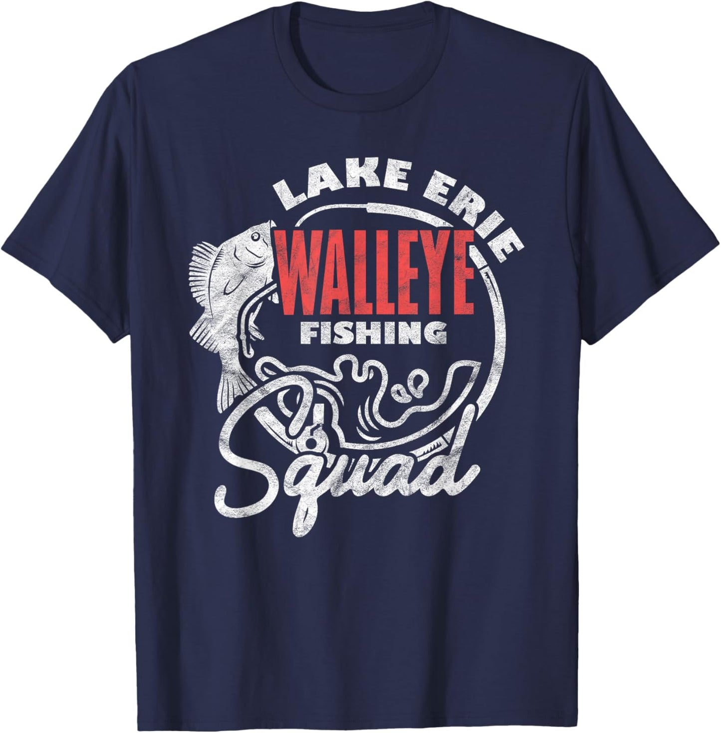 Walleye Fishing Lake Erie Walleye Fishing Squad T-Shirt - T-Shirt | Navy
