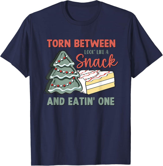 Torn Between Looking Like a Snack And Eating One Cake Debbie T-Shirt - T-Shirt | Navy