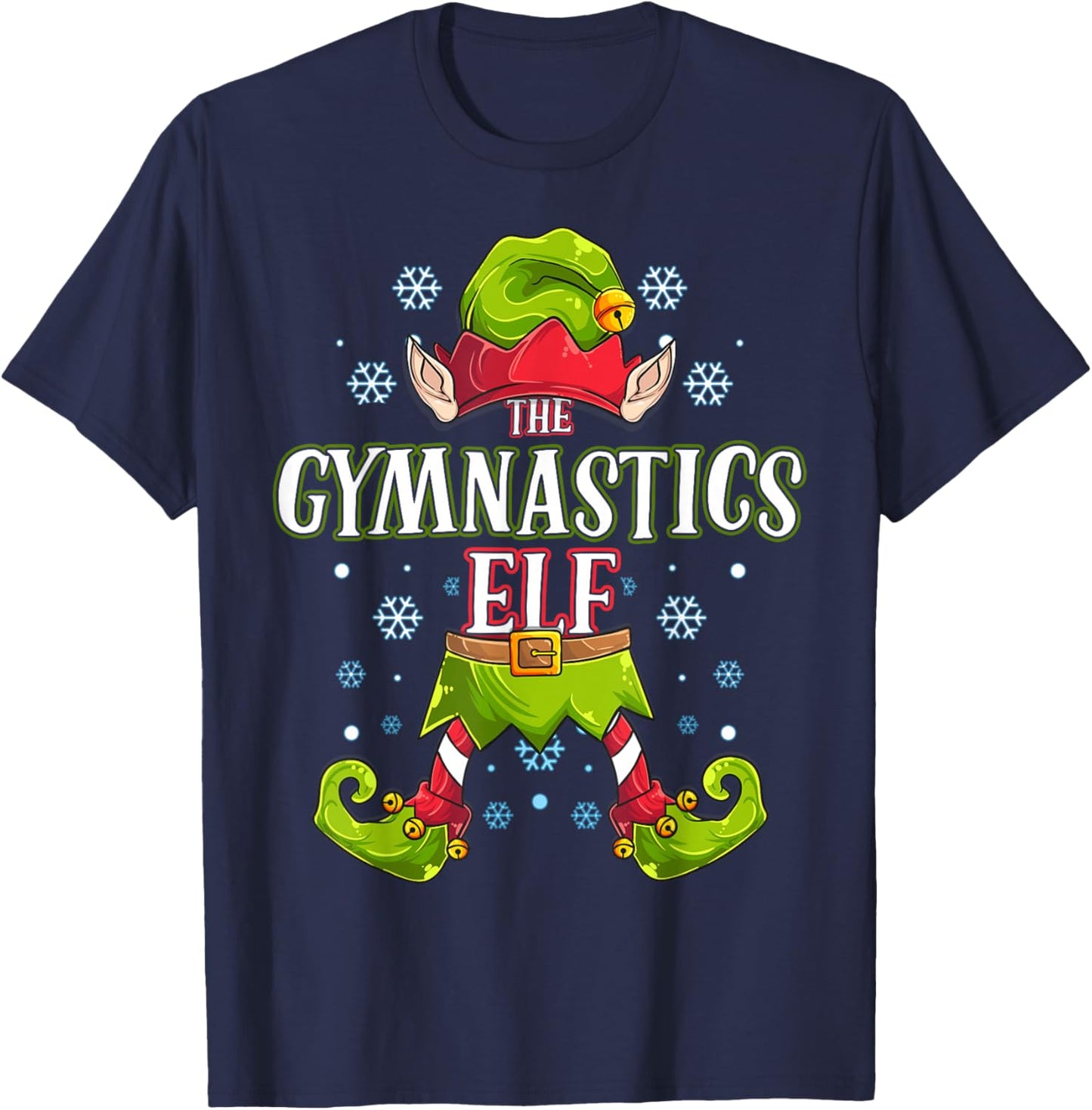 Gymnastics Elf Matching Family Group Christmas Party T-Shirt - T-Shirt | Navy