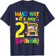 Make way it's my 2nd birthday School Bus Theme kids Party T-Shirt - T-Shirt | Navy