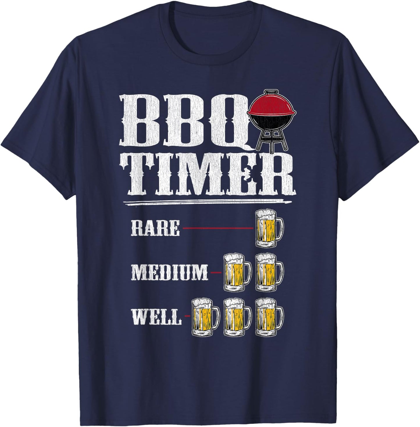 BBQ BEER TIMER SHIRT Funny BBQ Grilling Gift T-Shirt - T-Shirt | Navy