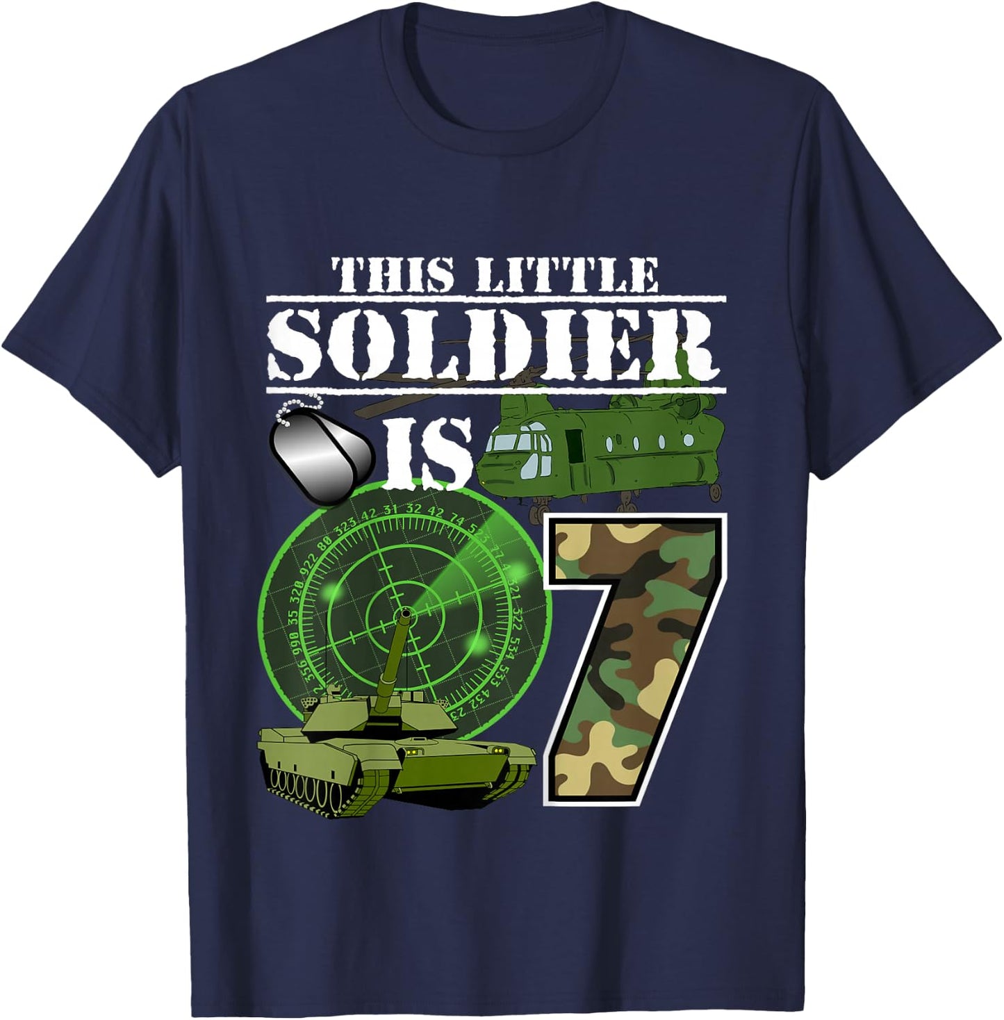 7 Year Old Soldier Birthday T Shirt Military Camo 7th Gift T-Shirt - T-Shirt | Navy