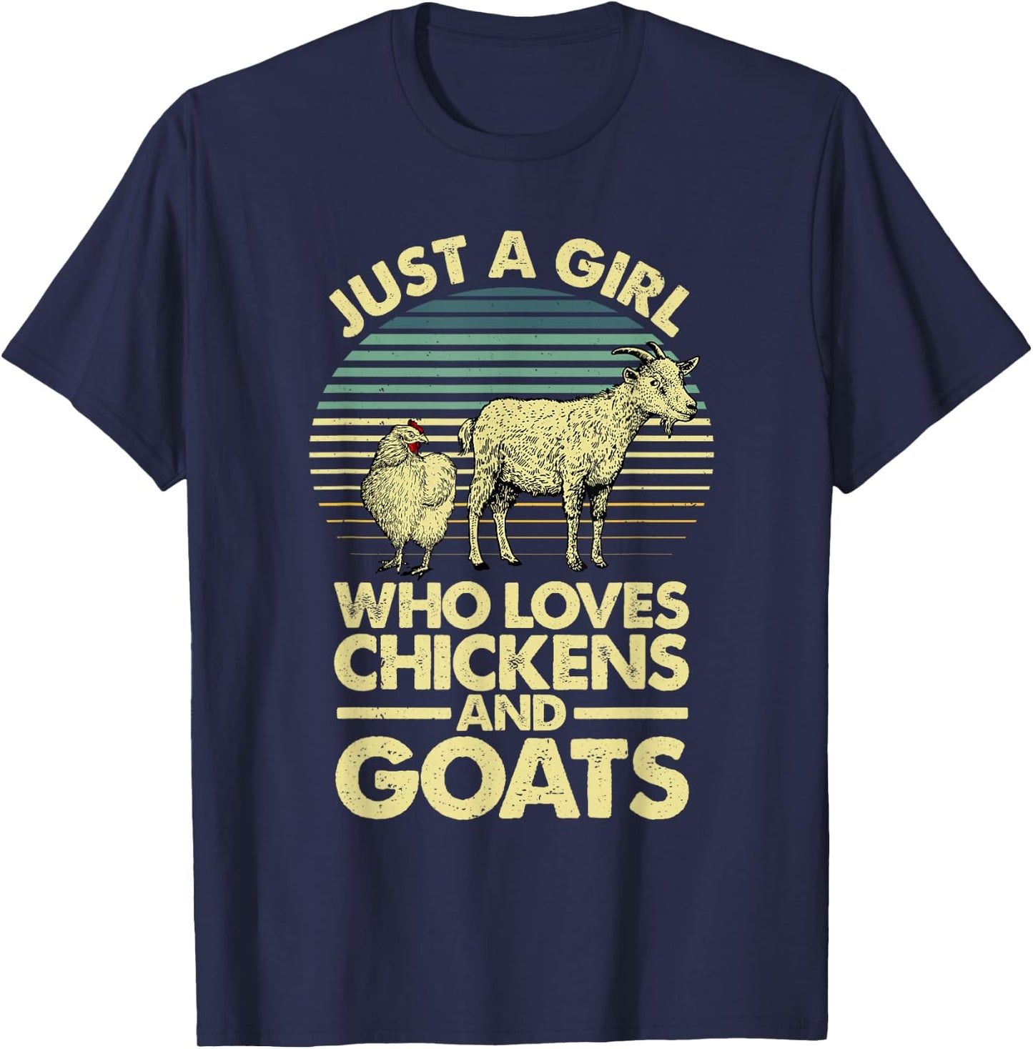 Cool Chicken Goat Girls Chicken Farmer Goat Lovers T-Shirt - T-Shirt | Navy