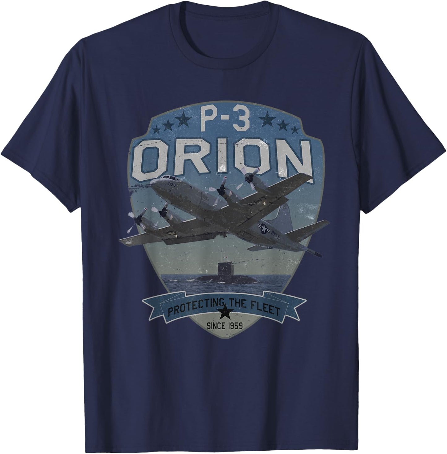 P-3 Orion Sub Hunter ASW Aeroplane Vintage T-Shirt - T-Shirt | Navy