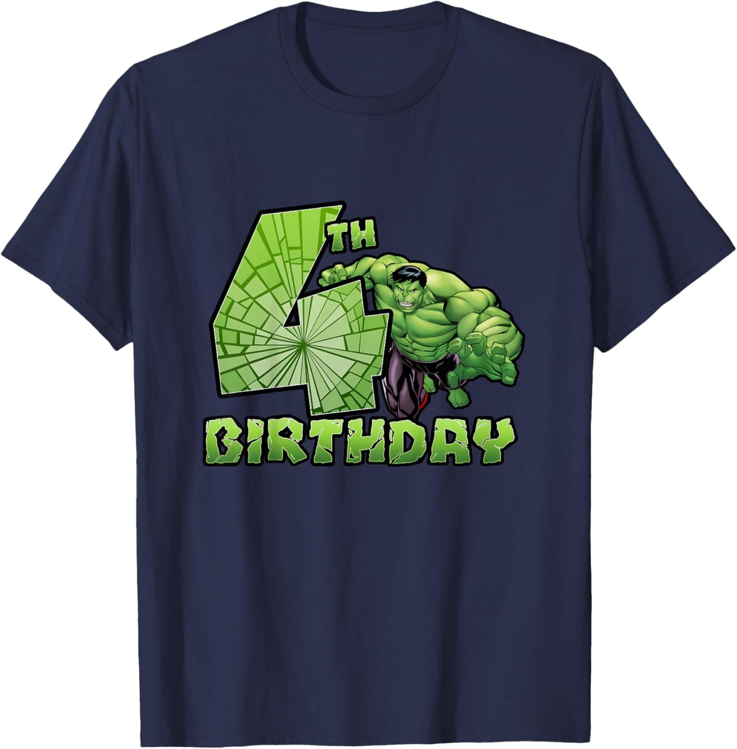 Kids Marvel Avengers Classic Hulk Smashing 4th Birthday T-Shirt - T-Shirt | Navy