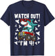 4 Years Old 4th Birthday Shark Boy Girl Monster Truck Gamer T-Shirt - T-Shirt | Navy