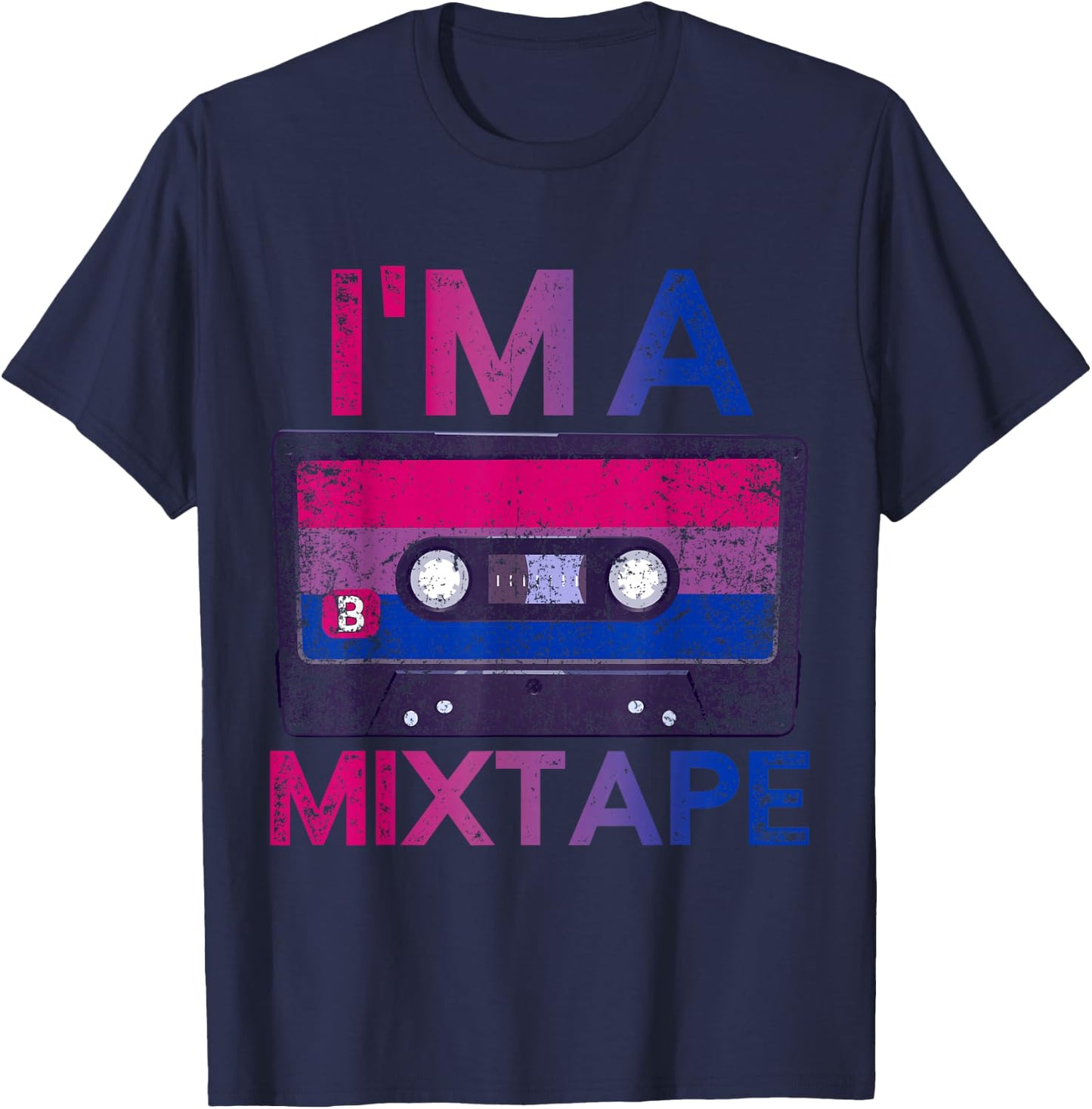Funny Bisexuality Pride Retro Cassette Bi Gift Bisexual T-Shirt - T-Shirt | Navy