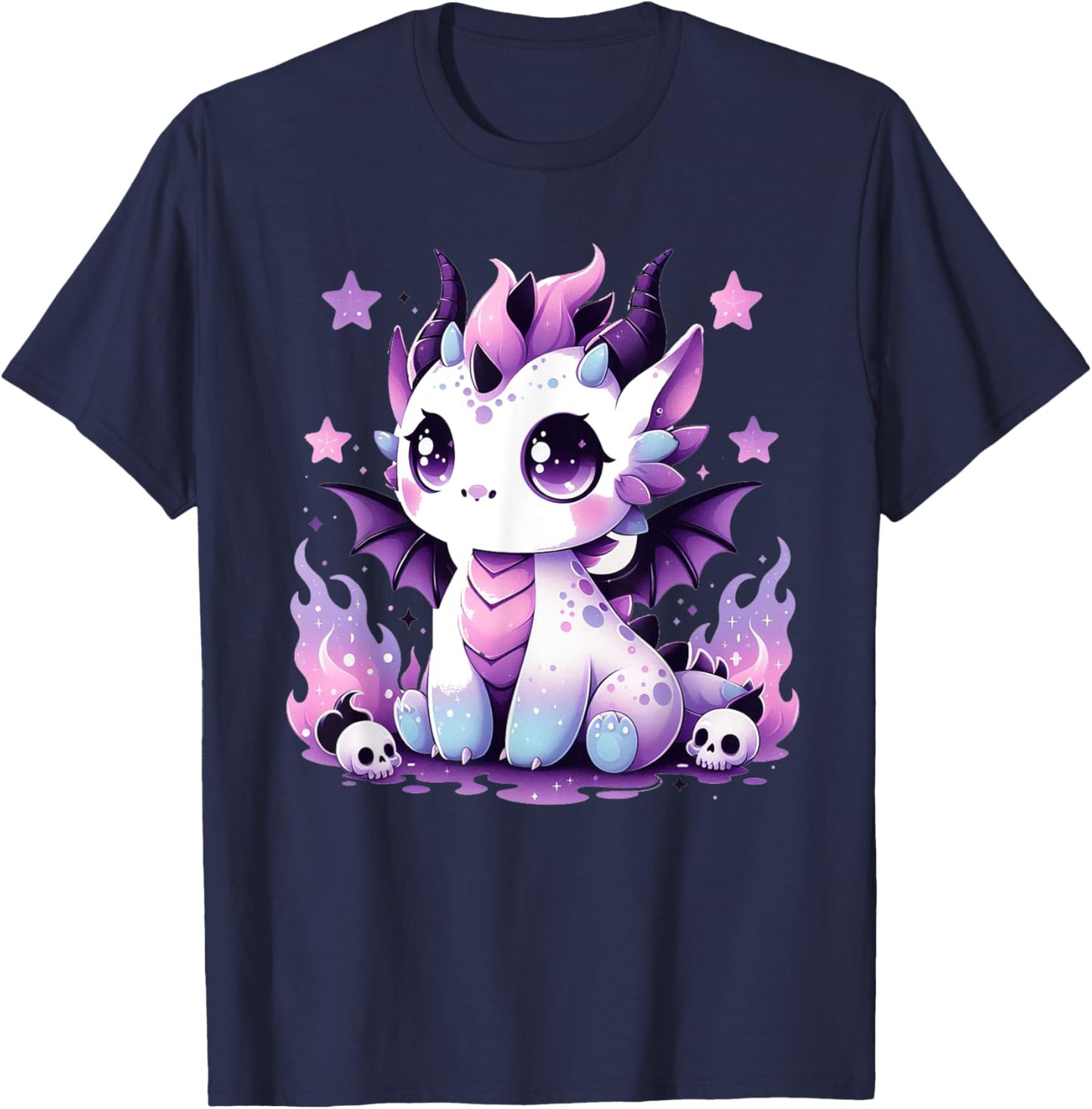 Niedlicher Pastell Goth Drache Gruselige Kawaii Hexe Anime Gothic T-Shirt - T-Shirt | Navy