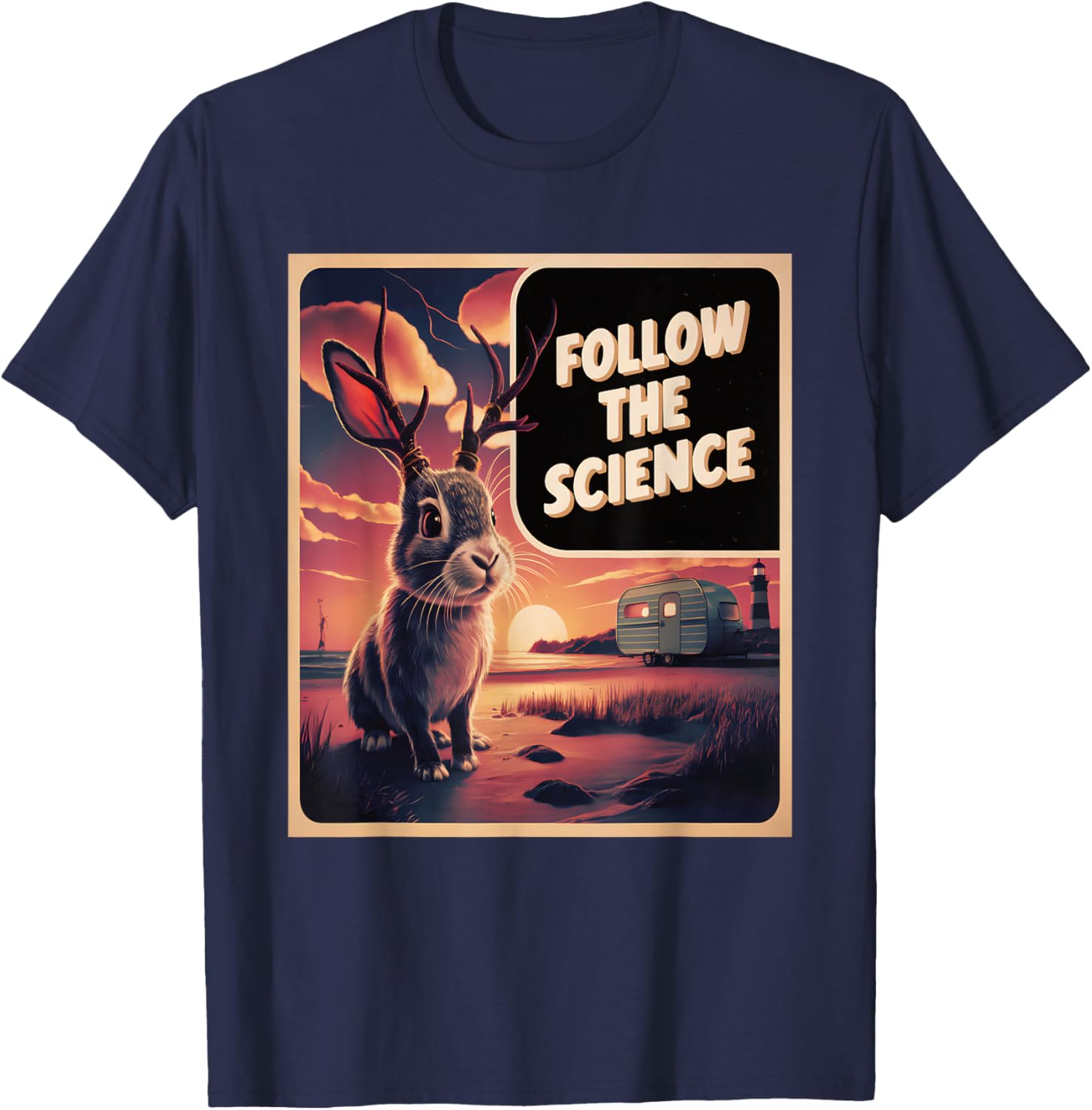 Jackalope Cryptid Paranormal T-Shirt - T-Shirt | Navy