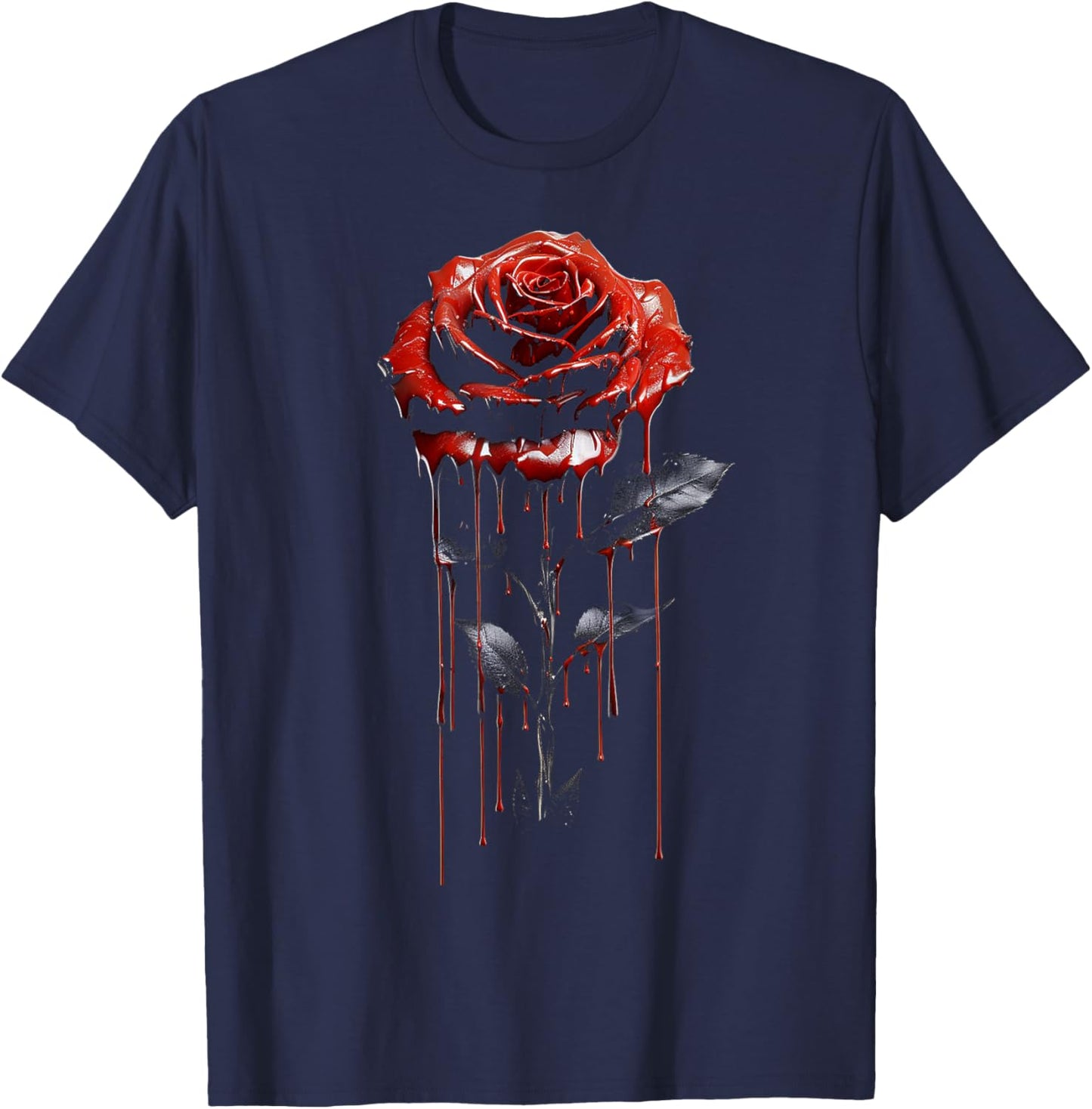 Rose Lover Artwork Graphic Motif Nature Rose T-Shirt - T-Shirt | Navy