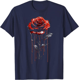 Rose Lover Artwork Graphic Motif Nature Rose T-Shirt - T-Shirt | Navy