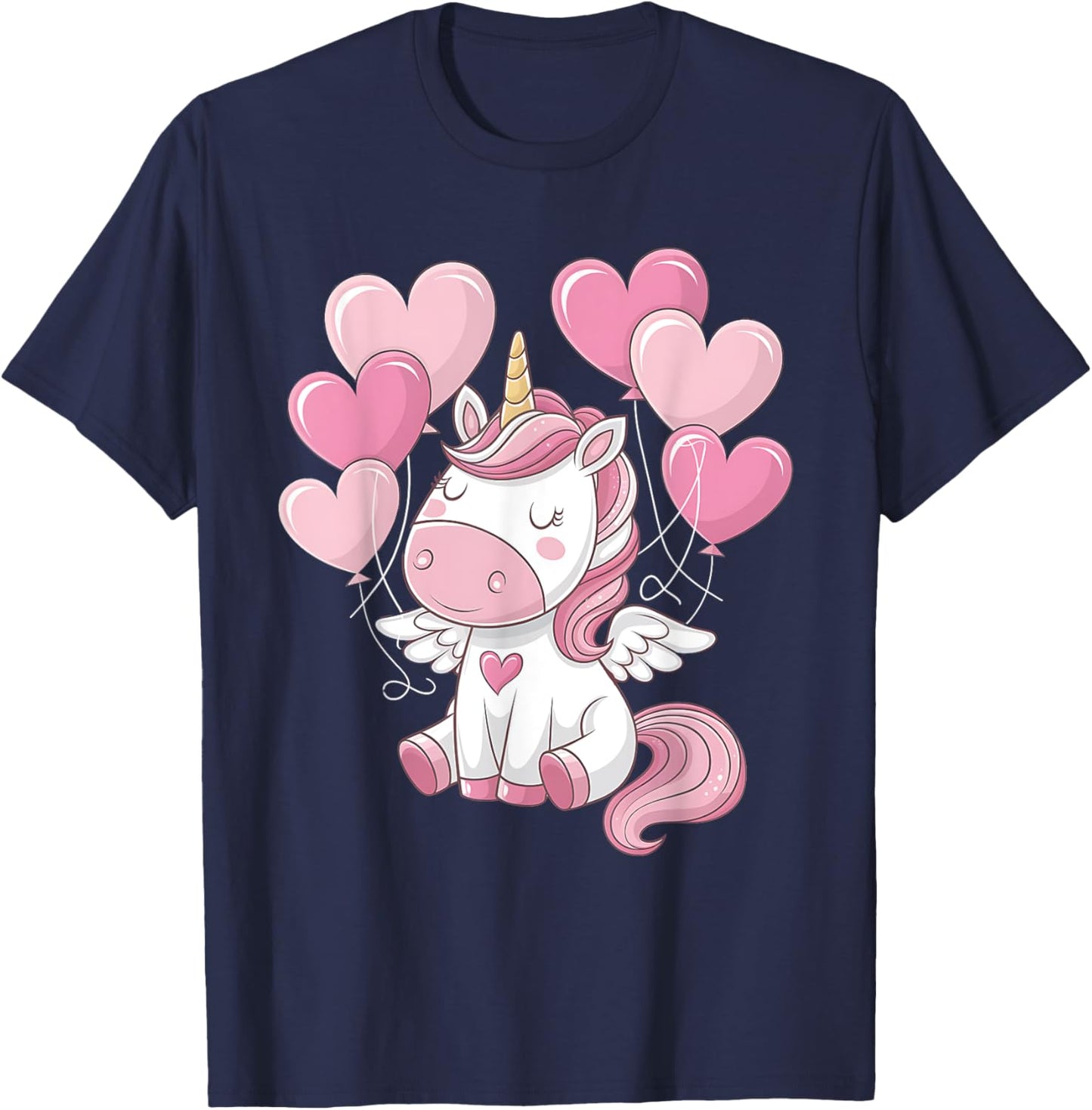 Unicorn Valentines Day Love Heart Rainbow Toddler Girl T-Shirt - T-Shirt | Navy