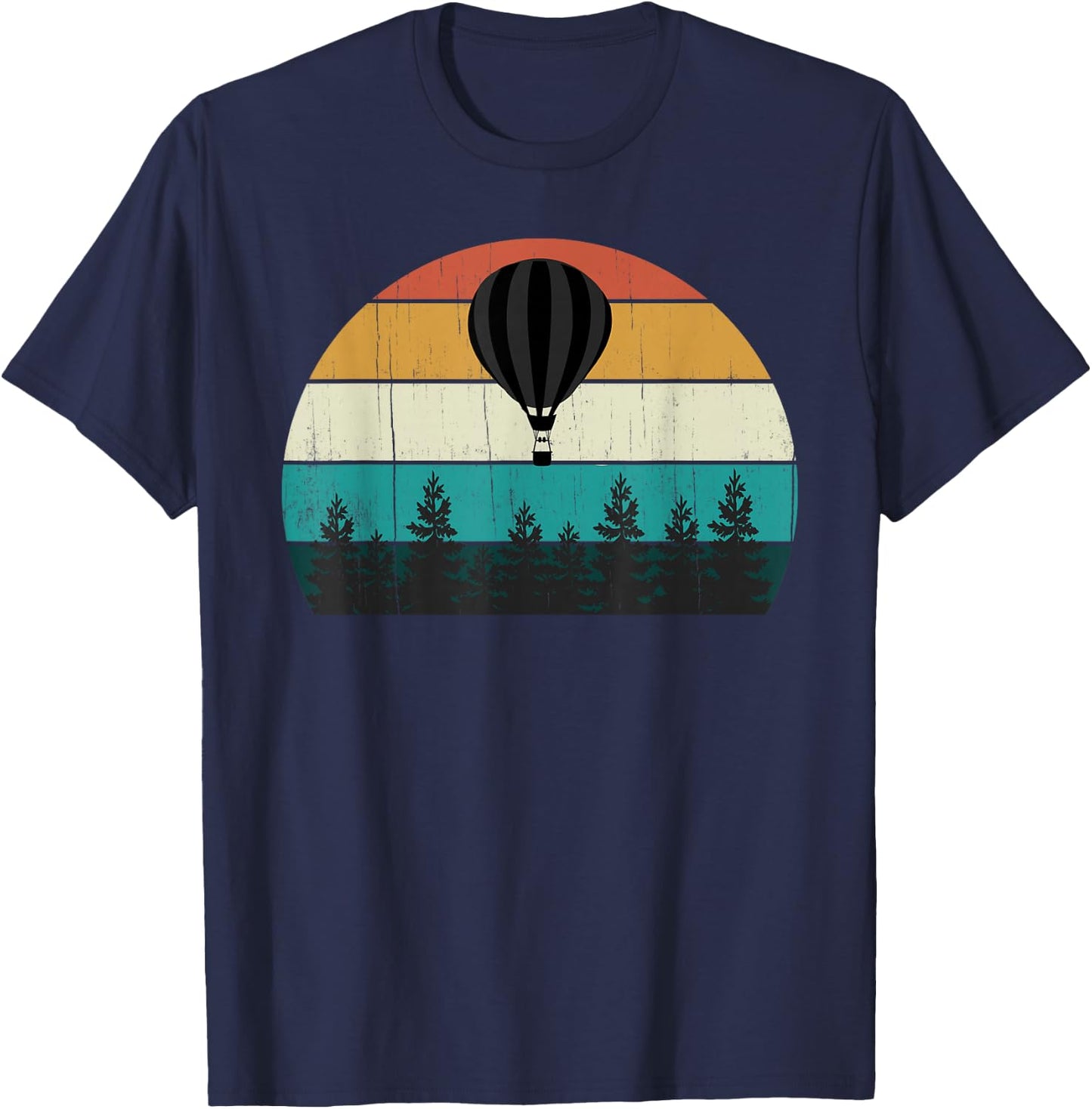 Retro Hot Air Balloon - Cool Sunset T-Shirt - T-Shirt | Navy