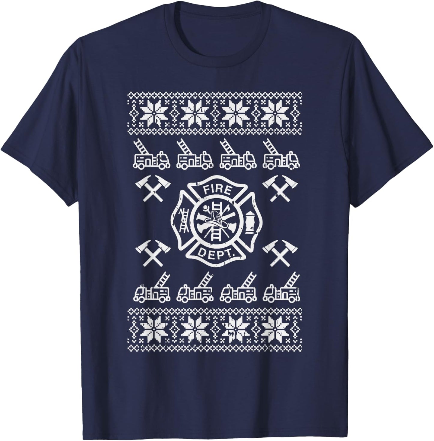 Firefighter Christmas Shirt Fire Department Fireman Gift T-Shirt - T-Shirt | Navy