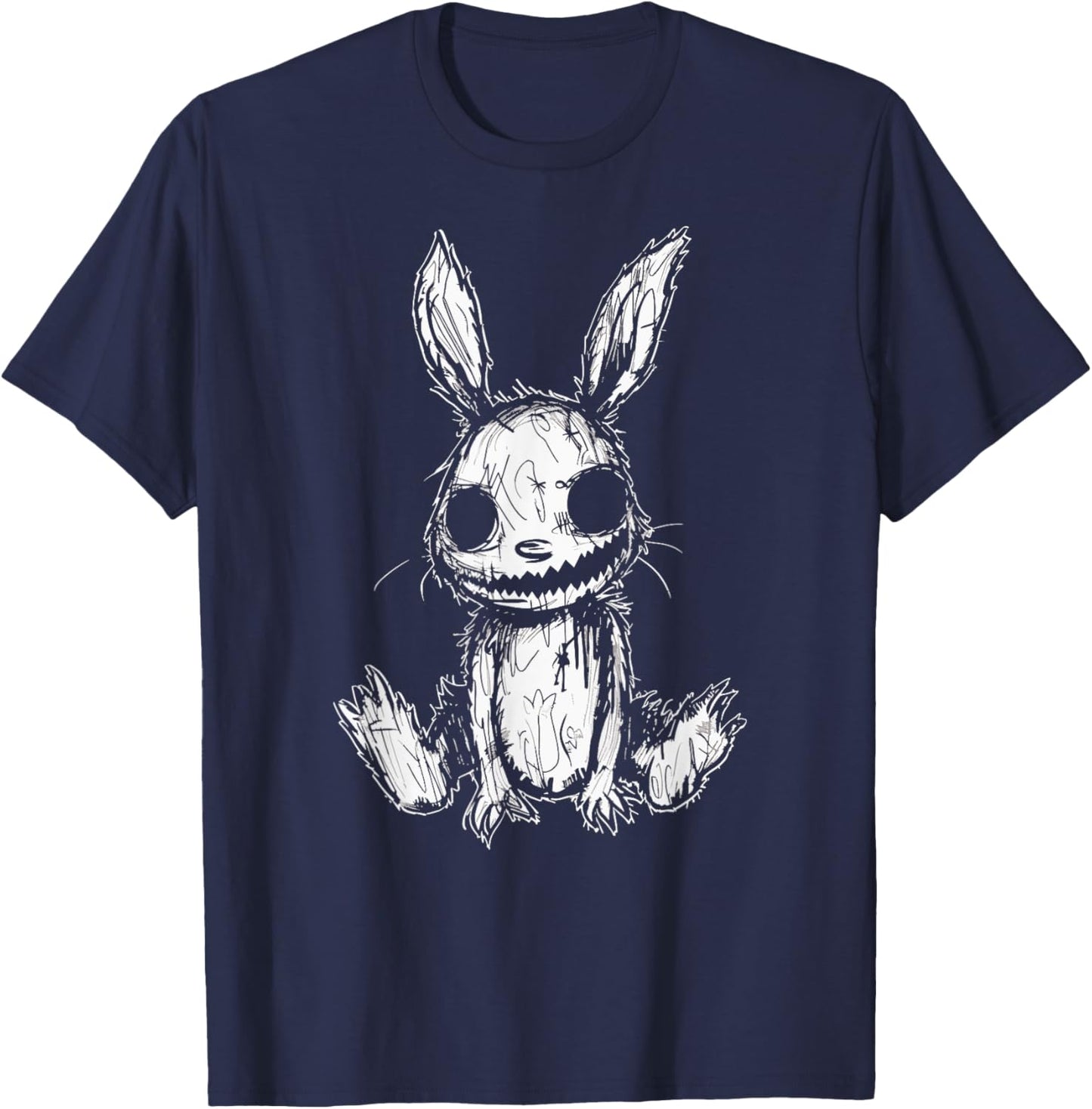 Evil Creepy Bunny Rabbit Alt Goth Grunge Horror Aesthetic T-Shirt - T-Shirt | Navy