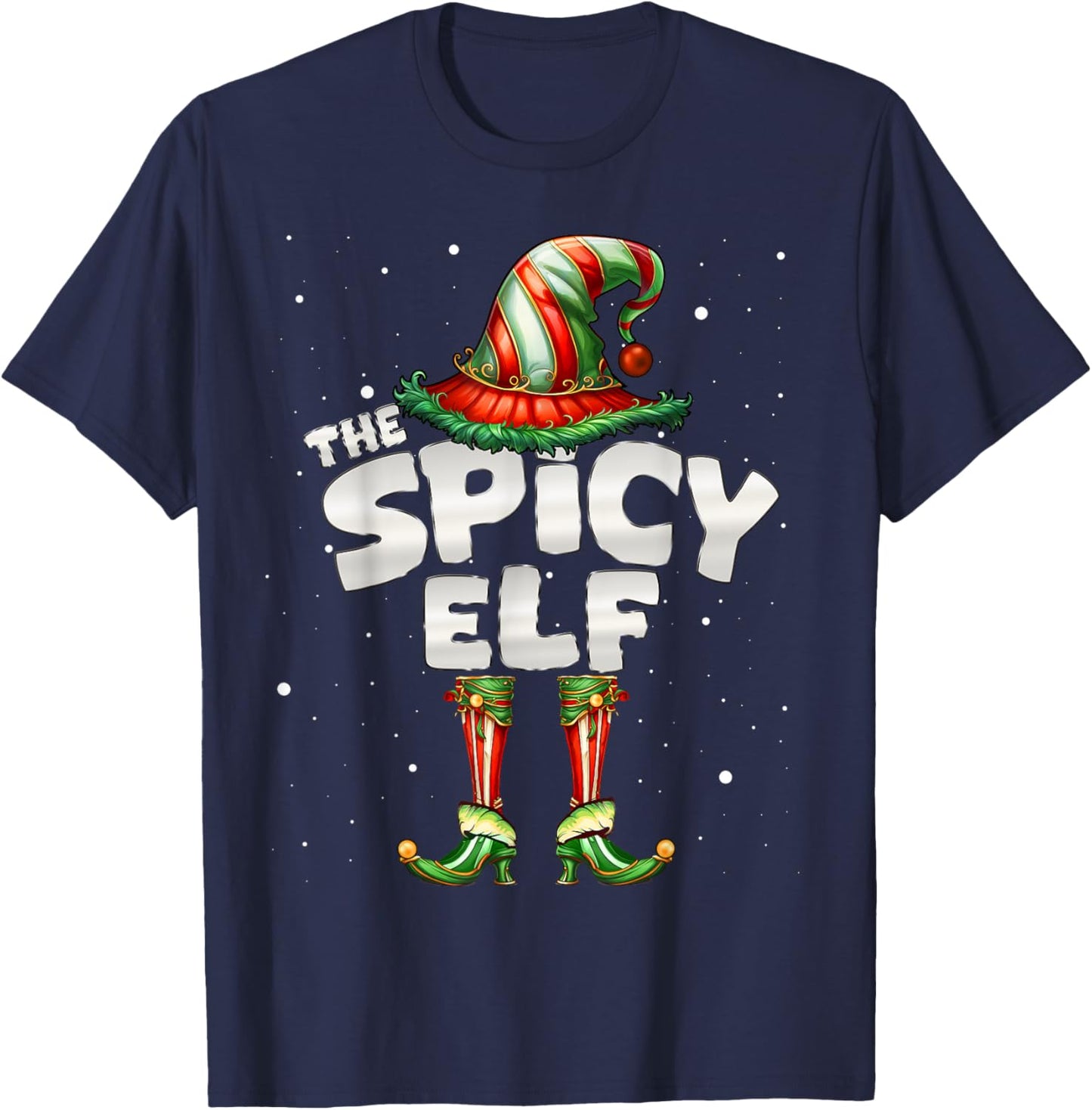Spicy Elf Family Matching Group Christmas T-Shirt - T-Shirt | Navy