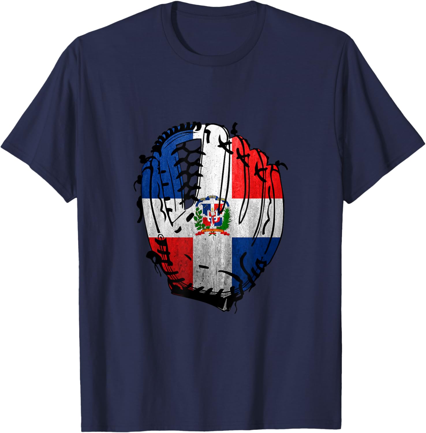 Dominican Republic Baseball Shortstop Outfielder DR Flag T-Shirt - T-Shirt | Navy