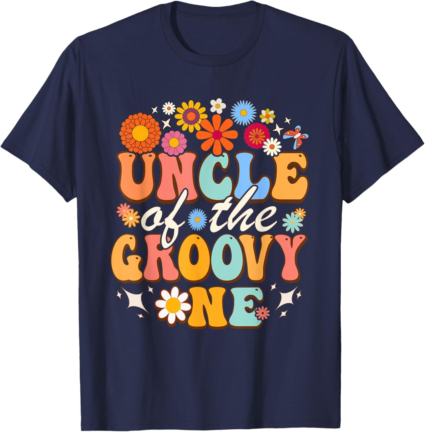 Uncle of Groovy One Matching Family First Birthday Party T-Shirt - T-Shirt | Navy