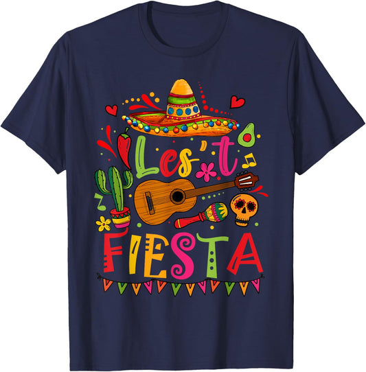 Cinco De Mayo Mexican Guitar Cactus Funny Mexican Fiesta T-Shirt - T-Shirt | Navy