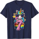 Unicorn Happy 7th Birthday Age 7 Rainbow Cupcake Cute Party T-Shirt - T-Shirt | Navy