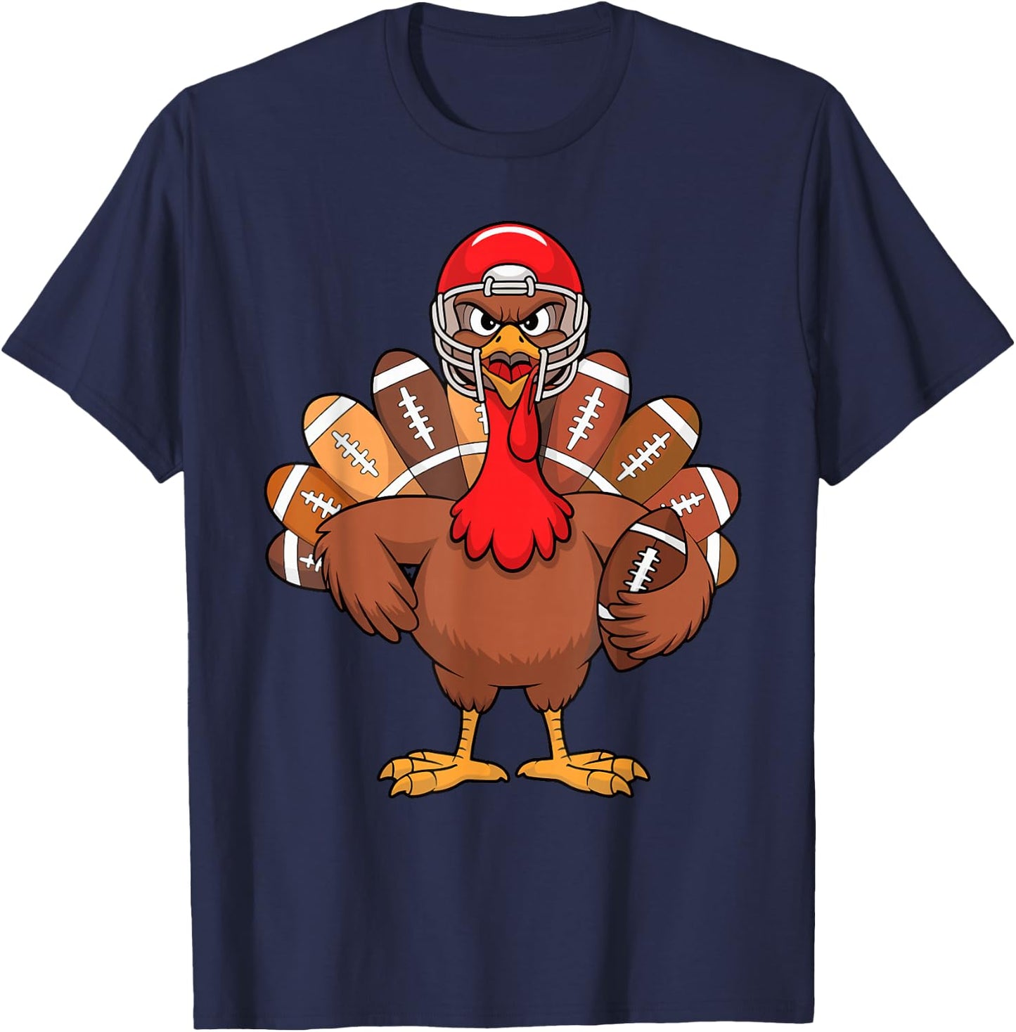 Thanksgiving Football Cool Football Turkey Kids Boys T-Shirt - T-Shirt | Navy