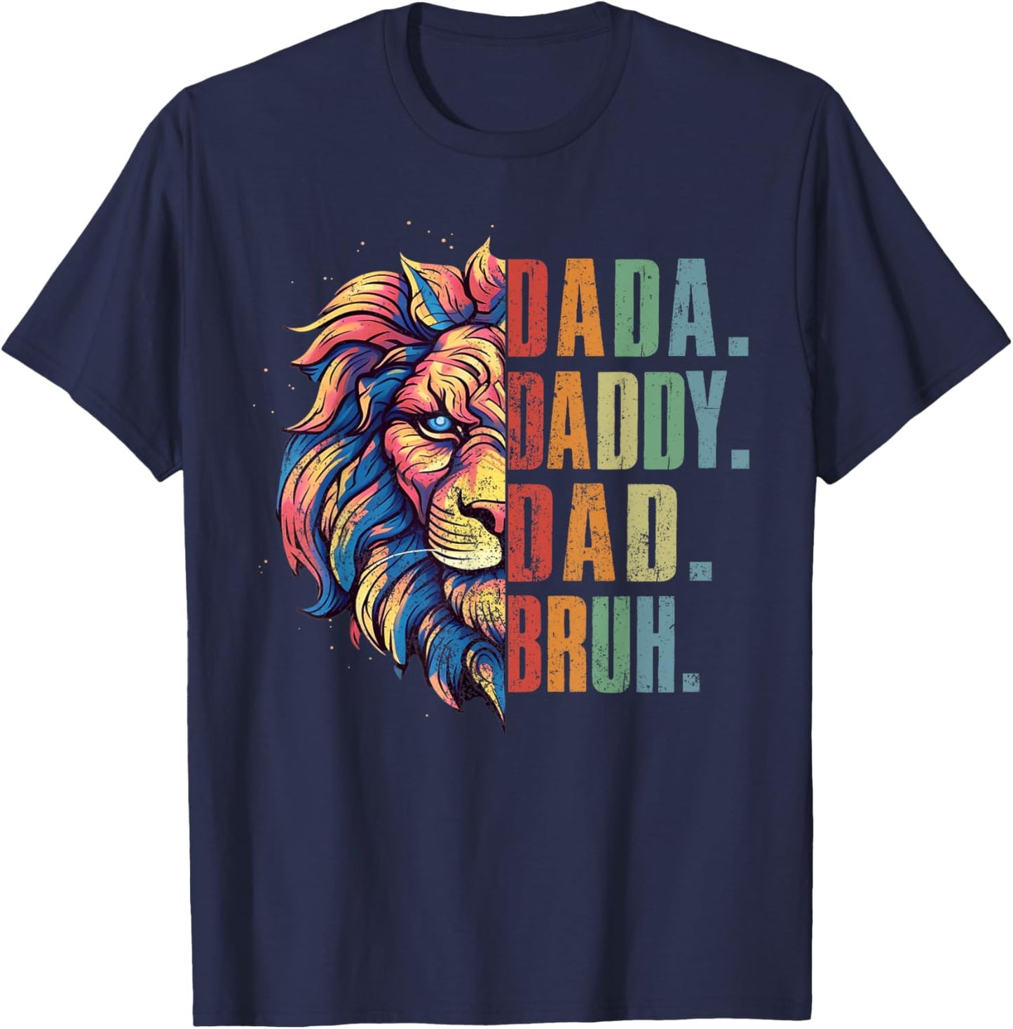 Dada Daddy Dad Bruh Retro Groovy Funny Lion Father's Day T-Shirt - T-Shirt | Navy