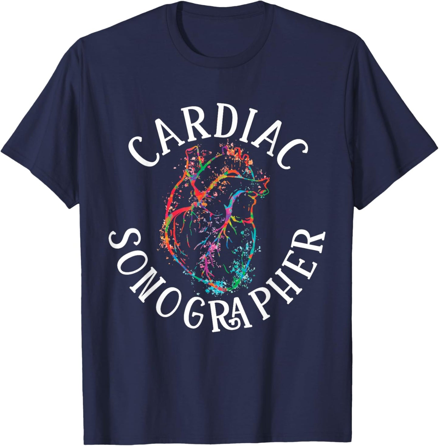Cardiac Sonographer Heart Medical Sonography Ultrasound T-Shirt - T-Shirt | Navy