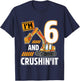 6 year old vehicles construction excavator Birthday 6th T-Shirt - T-Shirt | Navy