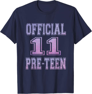Official 11 Preteen 11th Birthday Gift Girls T-Shirt - T-Shirt | Navy