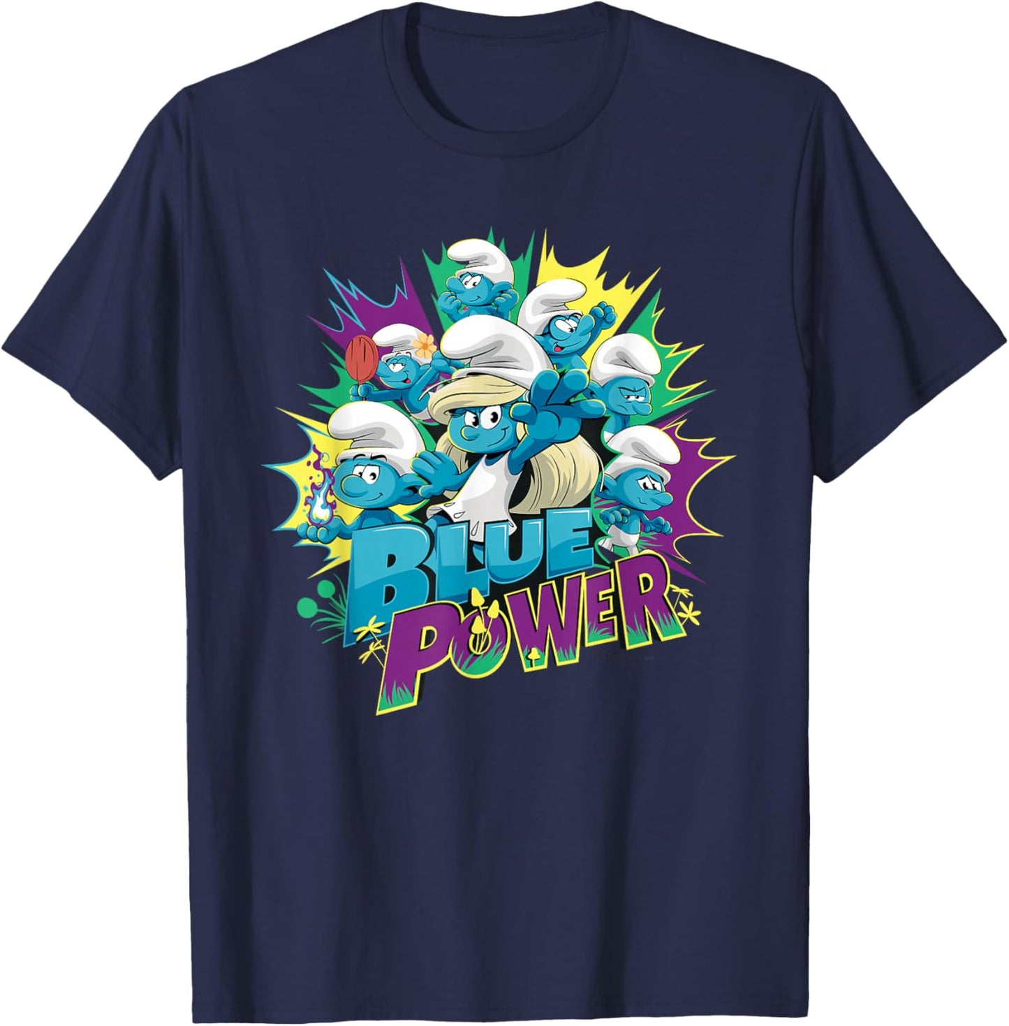 The Smurfs Movie Village Blue Power Smurfette T-Shirt - T-Shirt | Navy