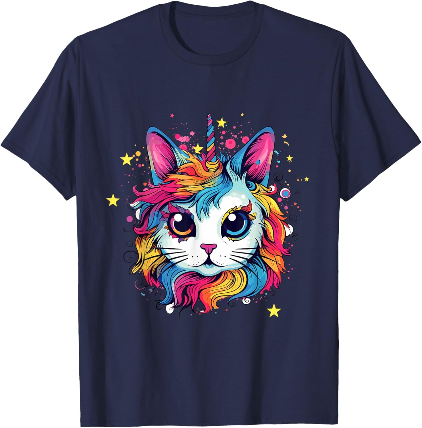 Cute, Adorable And Might Contain Cat by DankSpace Catcorn Kittycorn Unicat Unikitten Cat Kitty Kitten Unicorn T-Shirt - T-Shirt | Navy