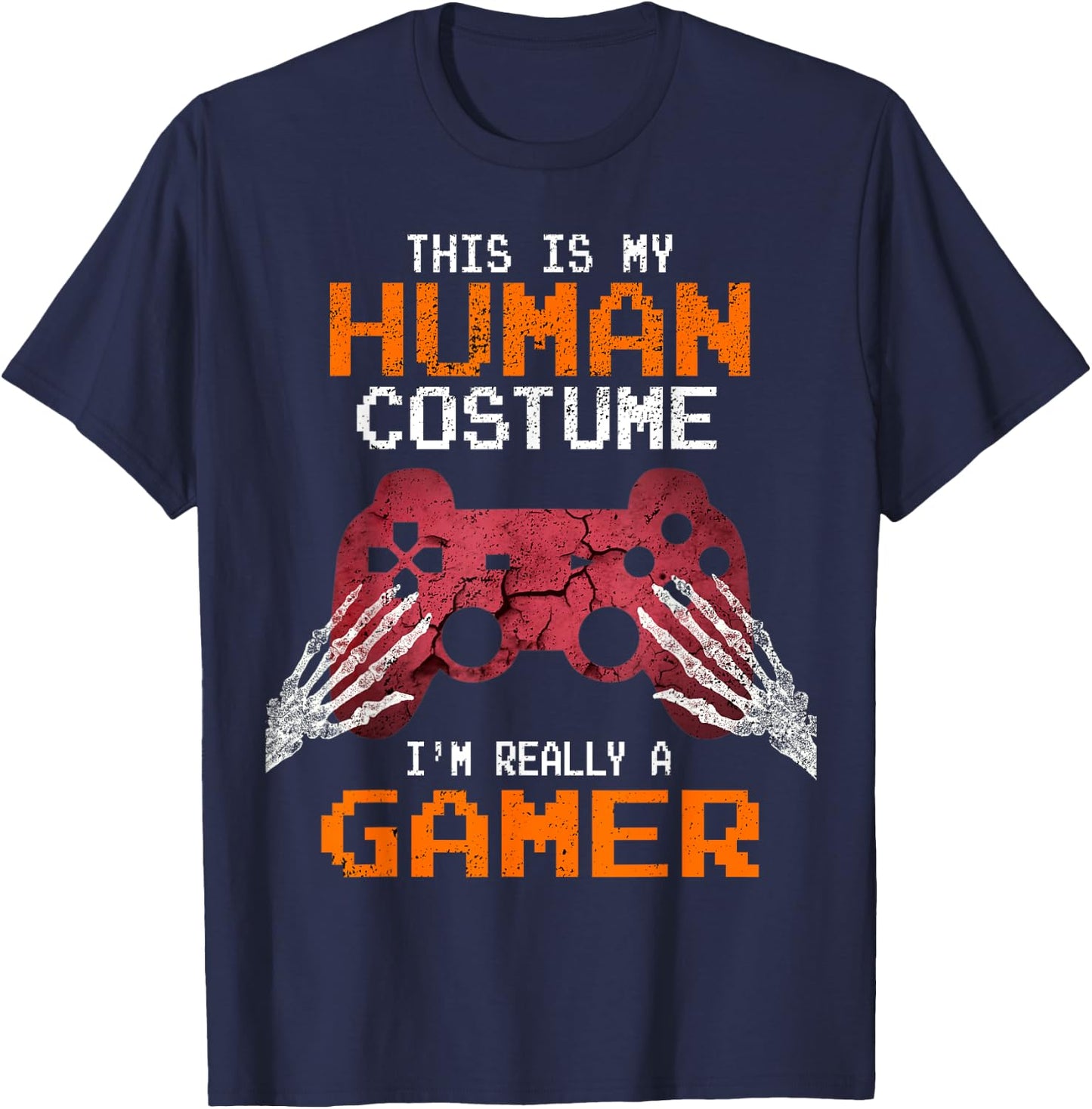 Halloween Gamer Video Games Human Costume Boys Teens T-Shirt - T-Shirt | Navy