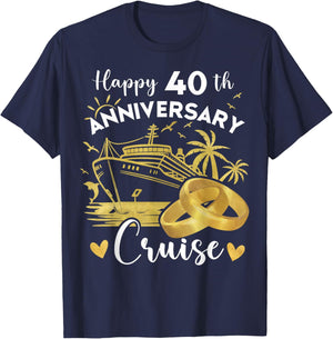 Happy 40th Anniversary Cruise Ruby Wedding Cruise T-Shirt - T-Shirt | Navy