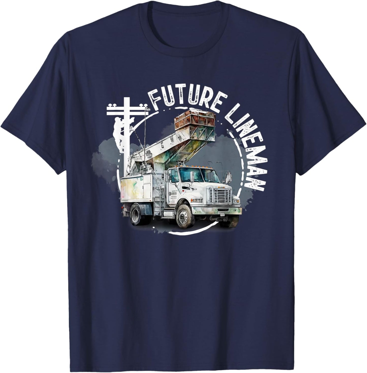 Future Lineman Bucket Truck Kid Future Electric Cable To Be T-Shirt - T-Shirt | Navy